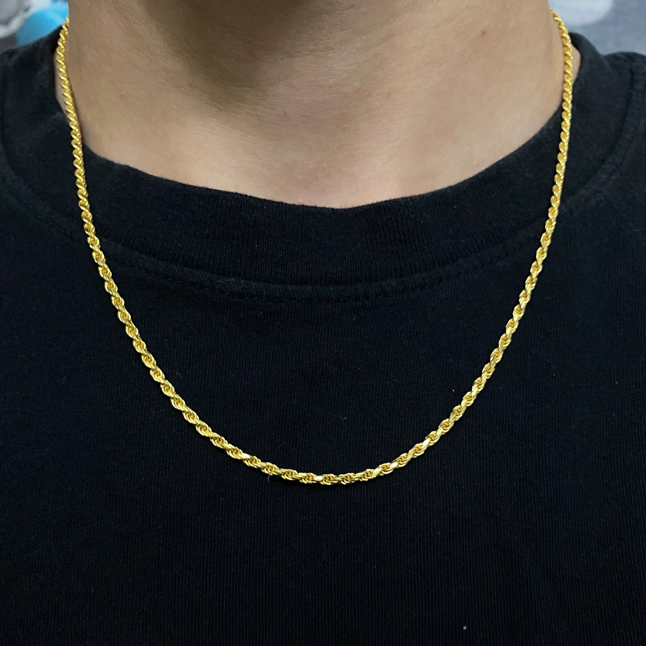 2MM Sterling Silver Vermeil Rope Chain - Image 3