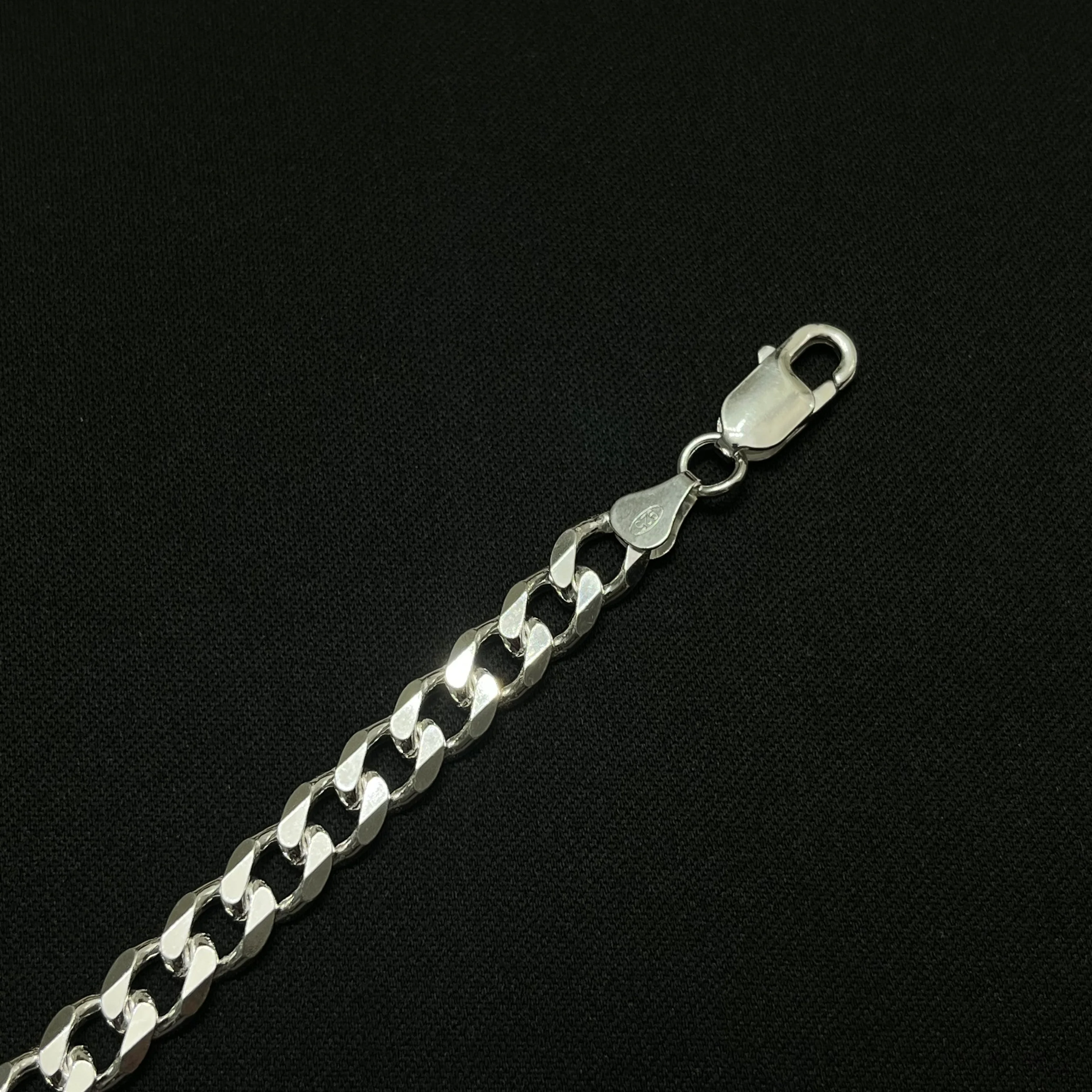 7.5MM Sterling Silver Curb Bracelet - Image 3